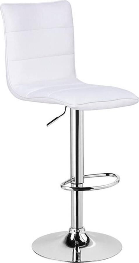 Merkloos Luxe Barkurk Industrial Wit Barkrukken set van 1 Barstoel Kruk Barstoelen met rugleuning Keukenstoel In hoogte verstelbaar Kunstleer