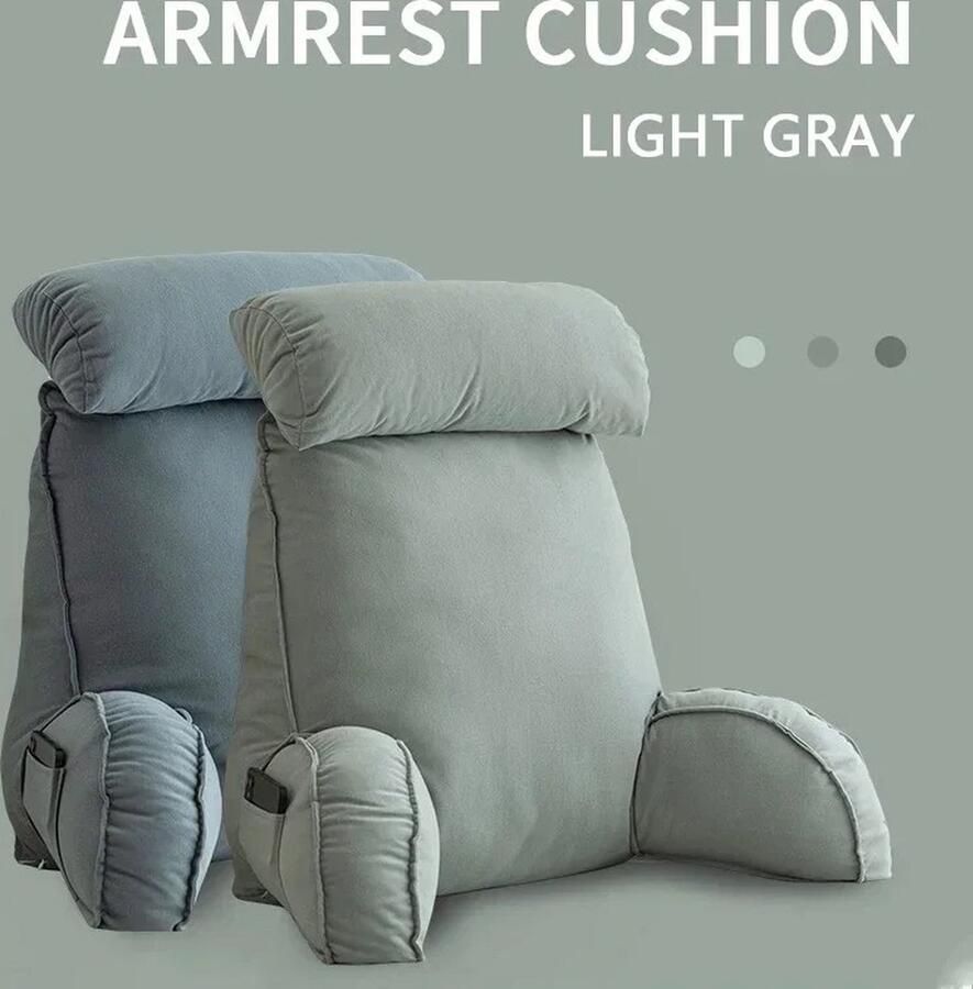 Merkloos MazrekuHome Grote zitkussen Voor op de bank of in bed Gebruik als hoofdeinde Licht grijs Vulling is 100% katoen