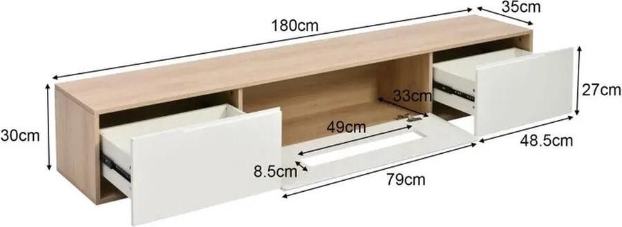 Merkloos MazrekuHome Hoogglans tv kast Tv kast wit Tv kasten Tv kast Lowboard met verschillende kleuren LED verlichting