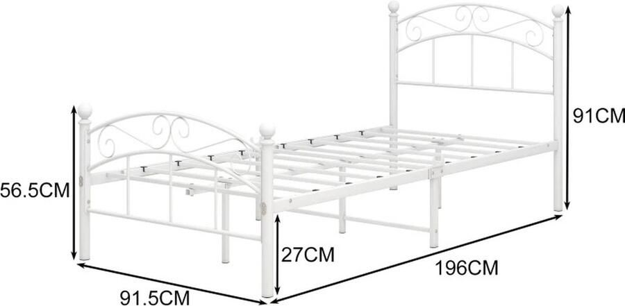 Merkloos MazrekuHome Logeerbed Eenpersoonsbedden Met latten frame Metalen constructie 90x190 Geniet van een goede nachtrust!