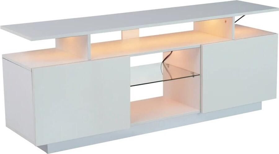 Merkloos MazrekuHome Tv meubel zwart Tv meubel met led verlichting Tv kast zwart Tv kasten Moderne zwarte tv kast