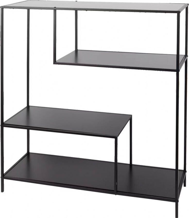 Merkloos Metalen wandkast Metal rek kast wallcabinet Metal MDF 75x25xh85 cm Zwart