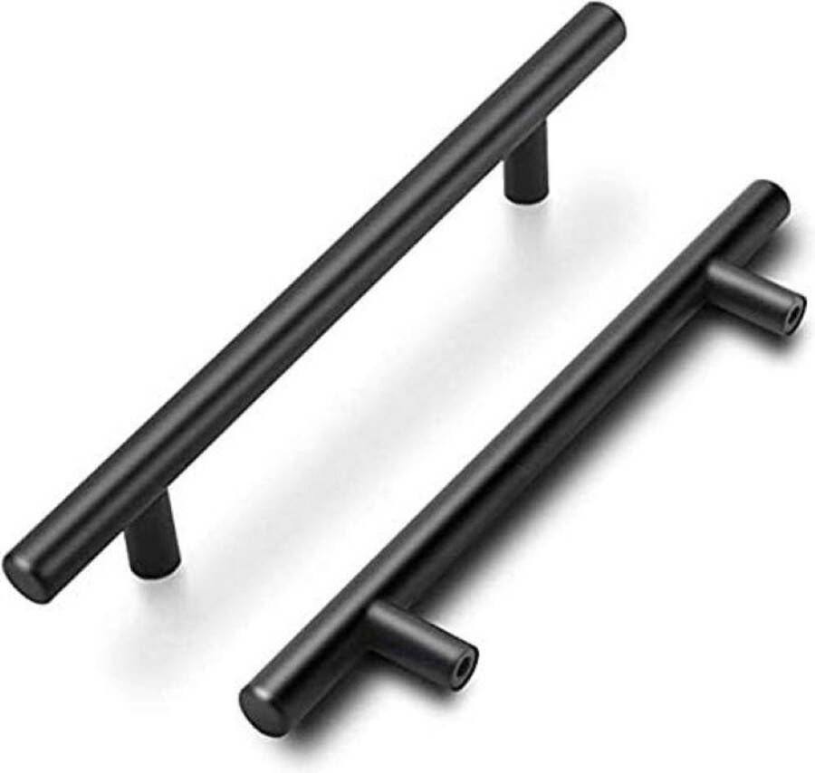 Merkloos Meubelhandgreep roestvrijstalen buis zwart lengte: 128 mm diameter: 12 mm; voor deuren en laden in keuken of badkamer; 10 stuks