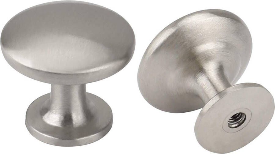 Merkloos Meubelknoppen 10 stuks kastknoppen roestvrij staal geborsteld keukenknoppen zilveren meubelknoppen moderne deurknop zilveren meubelknoppen ronde ladeknop meubelknoppen één gat