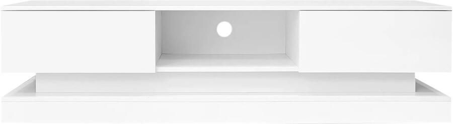 Merkloos Mila Shop TV kast Televisiemeubel Hoogglans Met 2 lades Lang TV-tafel woonkamer Met LED-verlichting 160x35x40.5cm Wit