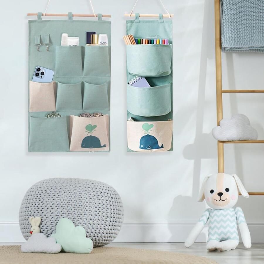 Merkloos mizikuu Hangende organizer voor aan de muur 2 stuks opbergtas voor entree garderobe opbergtas wandorganizer hangend