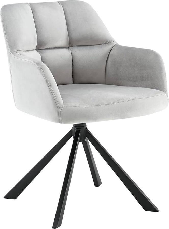 'merkloos'' Moderne draaibare bureaustoel van fluweel met metalen poten perfect voor thuis kantoor woonkamer of slaapkamer. Uitgevoerd in elegant grijs voor een stijlvolle en comfortabele zitervaring