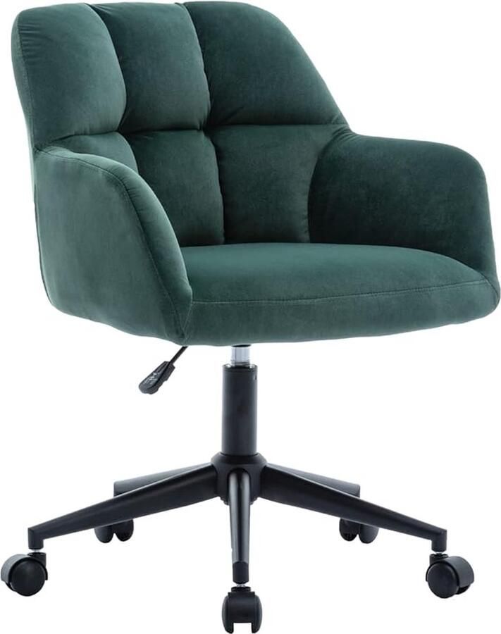 'merkloos'' Moderne fluwelen draaistoel met armleuningen in hoogte verstelbaar. Deze stijlvolle groene stoel is perfect voor een studieruimte of make-uptafel en biedt zowel comfort als elegantie