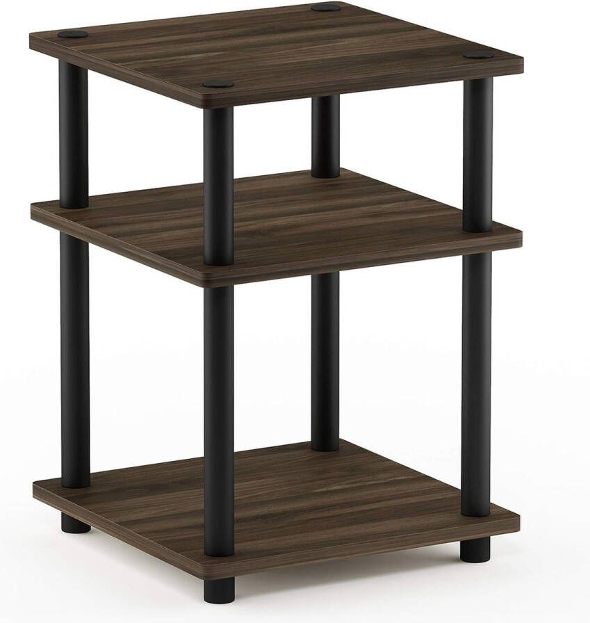 Merkloos Multifunctionele rekken eenvoudige montage 3 lagen hout Columbia walnoot zwart 37 08 x 37 08 x 52 58 cm