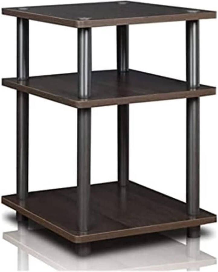 Merkloos Multifunctionele stelling eenvoudige montage 3 lagen hout espresso zwart 37 08 x 37 08 x 52 58 cm