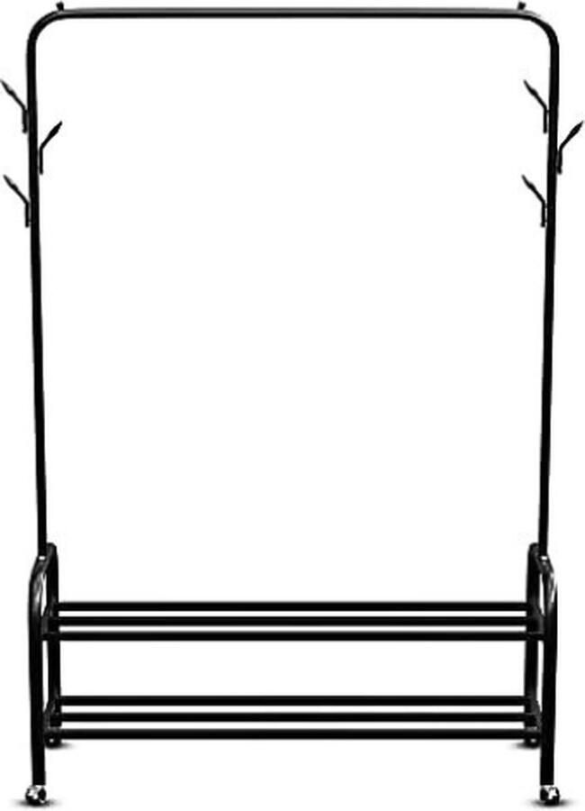 Merkloos N.lux Kledingrek op wieltjes Metaal Zwart Kledingrekken Met planken