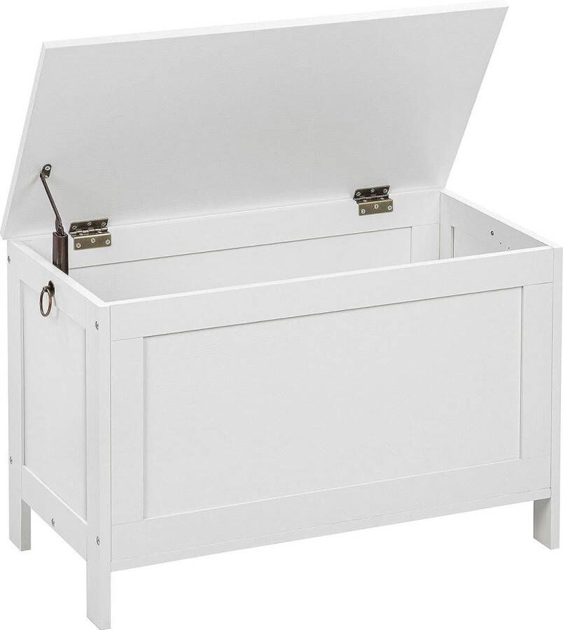 Merkloos opbergkist opbergbank met veiligheidsscharnieren stevig stabiel schoenenbank opbergdoos speelgoedkist eenvoudige montage wit