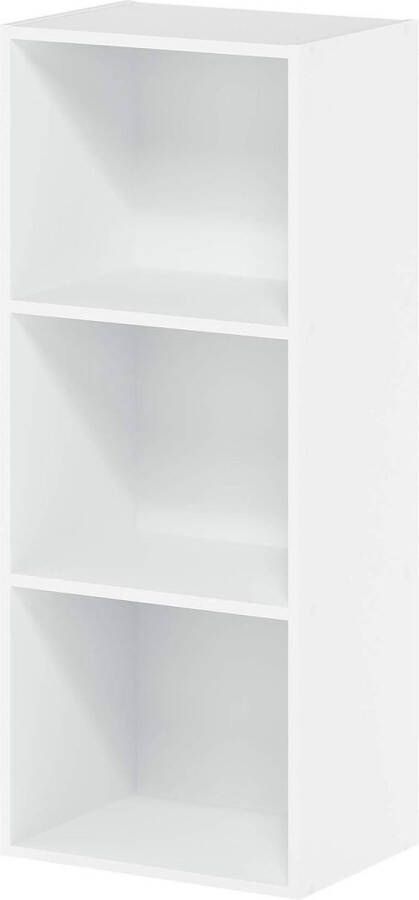 Merkloos Open boekenkast met 3 vakken hout wit 30 5 x 23 6 x 80 cm