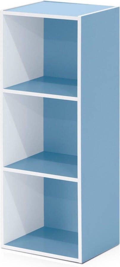 Merkloos Open boekenkast met 3 vakken hout wit lichtblauw 30 5 x 23 6 x 80 cm