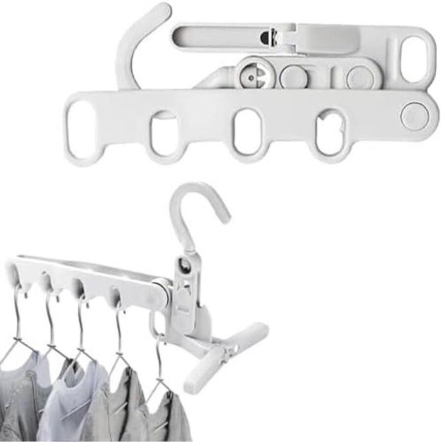 'merkloos' Opvouwbaar Kledingrek met 5 Gaten – Ruimtebesparend & Afsluitbaar Ideaal voor Reizen Hotels & Kleine Ruimtes