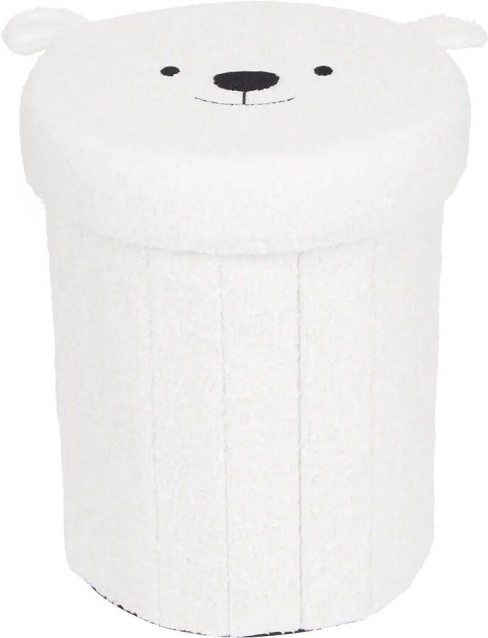 'merkloos'' Opvouwbare opbergpoef Teddy 31x36cm wit
