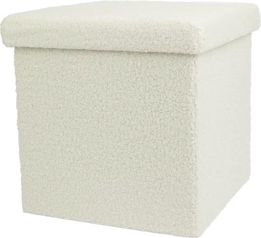 Merkloos Opvouwbare poef 38 x 38 x 38 cm wit Frame van MDF
