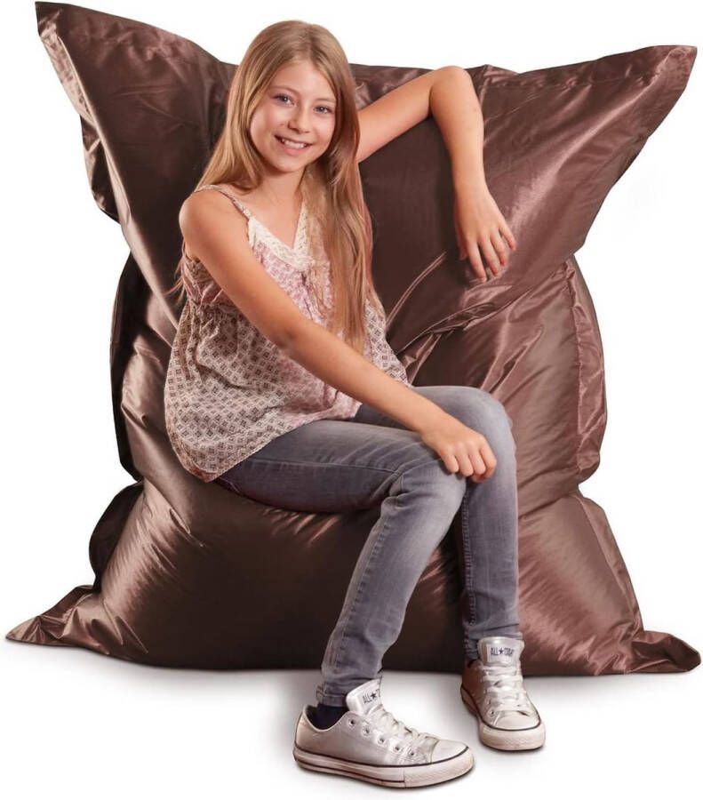 Merkloos Originele Metallic Junior Indoor XL zitzak 250 liter reuzenzitzak zitkussen stoel van katoen; perfect voor kinderen (140 x 110 cm brons)