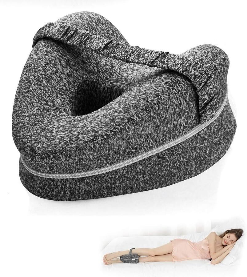 Merkloos Orthopedisch Kniekussen Voor In Bed Ergonomisch Beenkussen Kniekussen Voor Zijslapers Schootkussen Met Elastische Band Houding Correctie voor zijslapers Beenondersteuningskussen met afneembare en wasbare hoes grijs