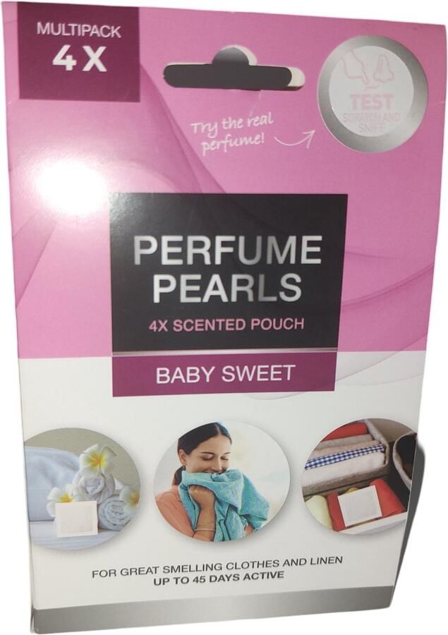 Merkloos PERFUME PEARLS Scent Pouch geurzakjes |BABY SWEET| Geurbuiltjes |kledingkast Geurtjes| Interieur Geur| Geurparels Parfumzakjes- Parfum- Stofzuigerzakje Stofzuiger Luchtverfrisser|MULTIPACK 4x Zakjes