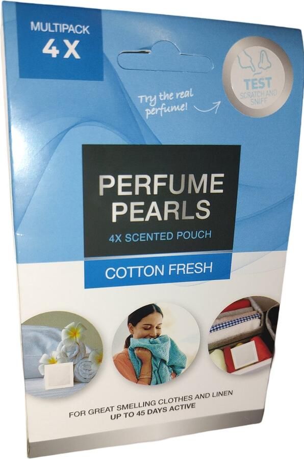 Merkloos PERFUME PEARLS Scent Pouch geurzakjes |Cotton Fresh| Geurbuiltjes |kledingkast Geurtjes| Interieur Geur| Geurparels Parfumzakjes- Parfum- Stofzuigerzakje Stofzuiger Luchtverfrisser|MULTIPACK 4x Zakjes