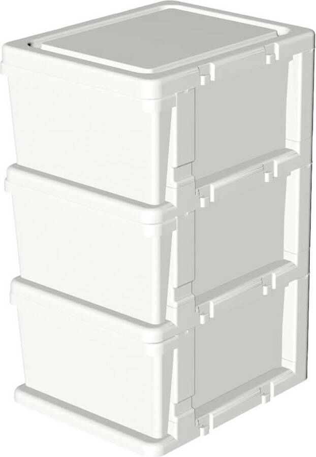 Merkloos Plastic 3 opbergladen opbergladewagen met 4 wielen voor thuis kast slaapkamer badkamer kantoor wasruimte keuken en schoolslaapzaal wit set van 1