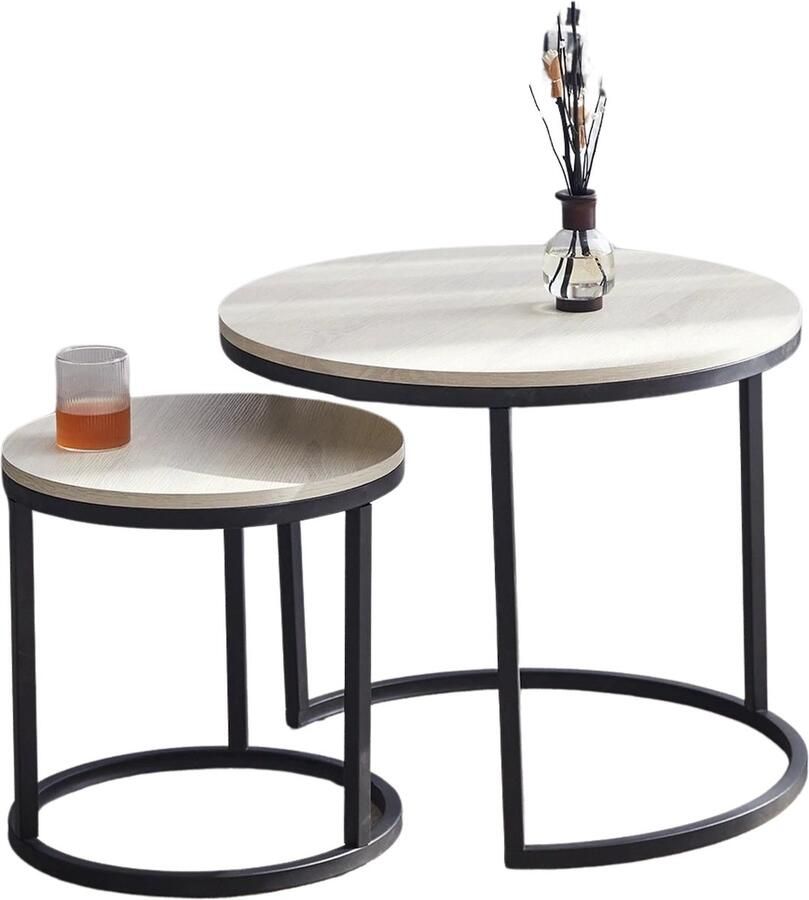 Merkloos Quihob 2 Nordic Salontafel Theetafel Moderne Set- 60CM & 40CM Wit