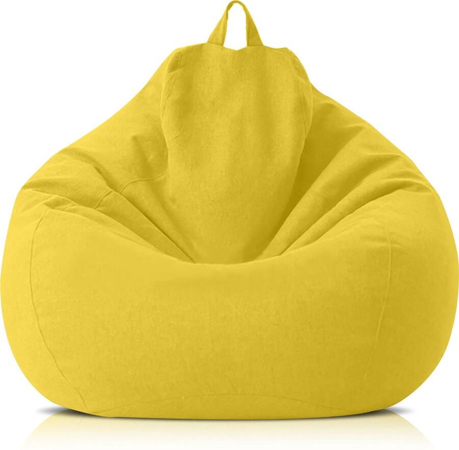 Merkloos RelaxzZz Linnen Zitzak Comfortabele Zitzak met Vulling Zitzak voor Tiener Lazy Lounger Bean Bag 80x90cm Geel