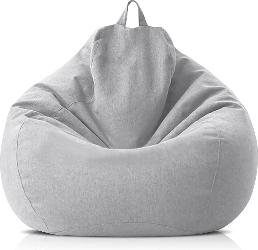 Merkloos RelaxzZz Linnen Zitzak Comfortabele Zitzak met Vulling Zitzak voor Volwassenen Lazy Lounger XXL Bean Bag 100x120cm Lichtgrijs