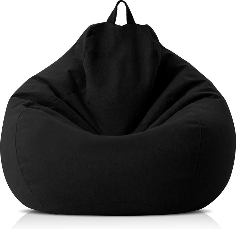 Merkloos RelaxzZz Linnen Zitzak Comfortabele Zitzak met Vulling Zitzak voor Volwassenen Lazy Lounger XXL Bean Bag 100x120cm Zwart
