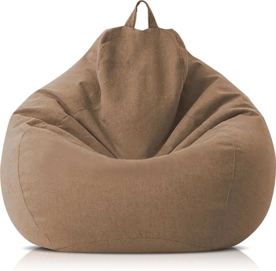 Merkloos RelaxzZz Linnen Zitzak Comfortabele Zitzak met Vulling Zitzak voor Volwassenen Lazy Lounger XXL Bean Bag 100x120cm Bruin