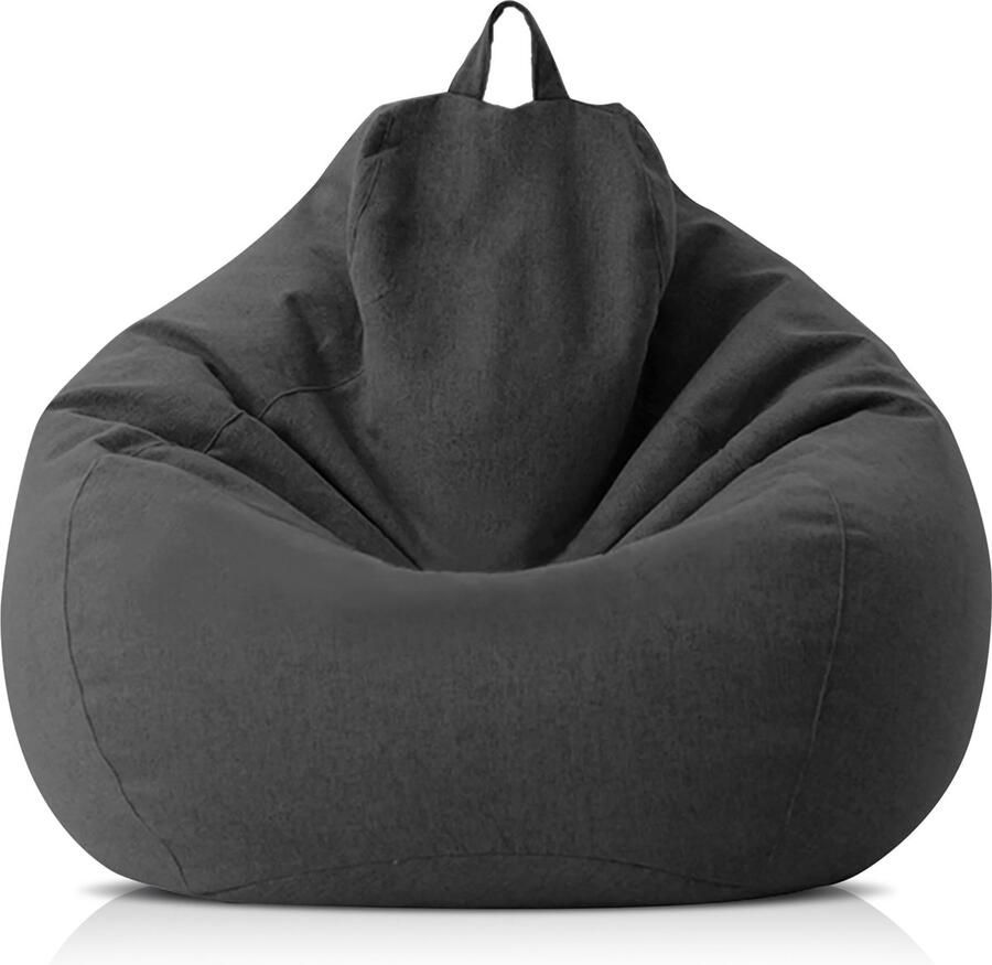 Merkloos RelaxzZz Linnen Zitzak Comfortabele Zitzak met Vulling Zitzak voor Volwassenen Lazy Lounger XXL Bean Bag 100x120cm Carbongrijs