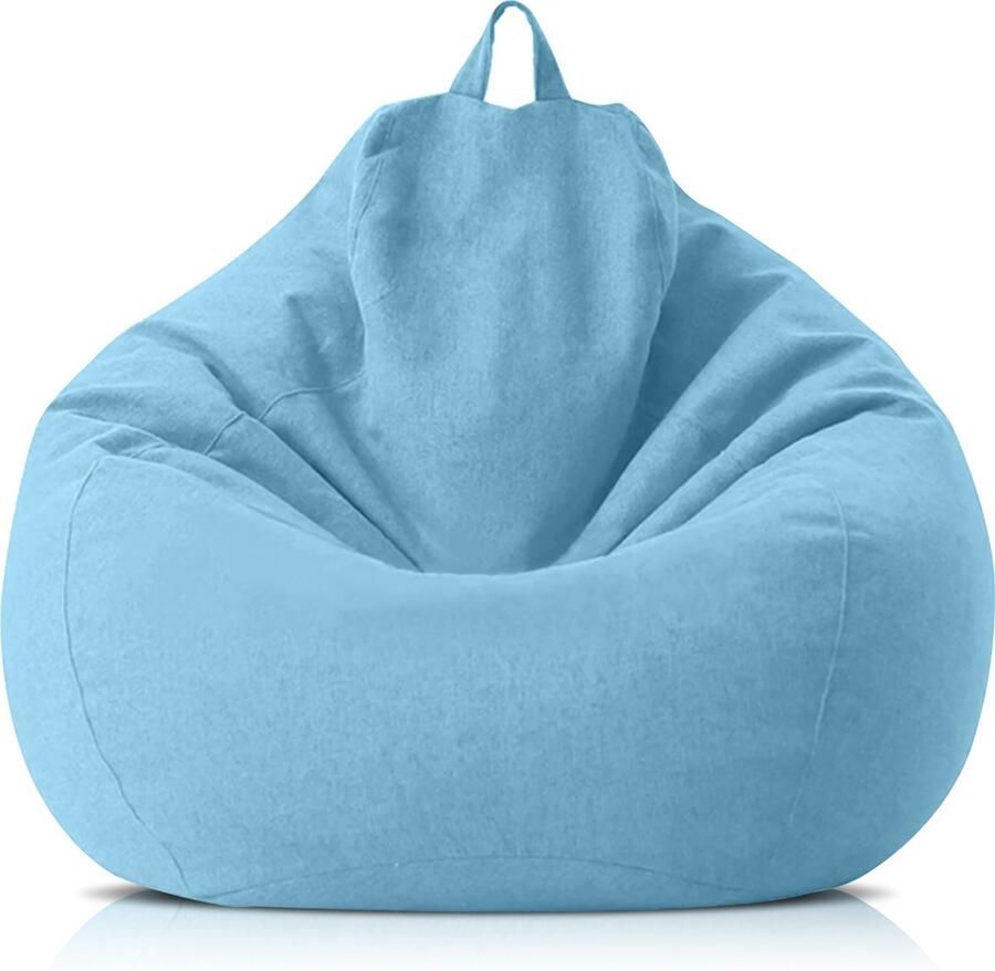 Merkloos RelaxzZz Linnen Zitzak Comfortabele Zitzak met Vulling Zitzak voor Volwassenen Lazy Lounger XXL Bean Bag 100x120cm Lichtblauw