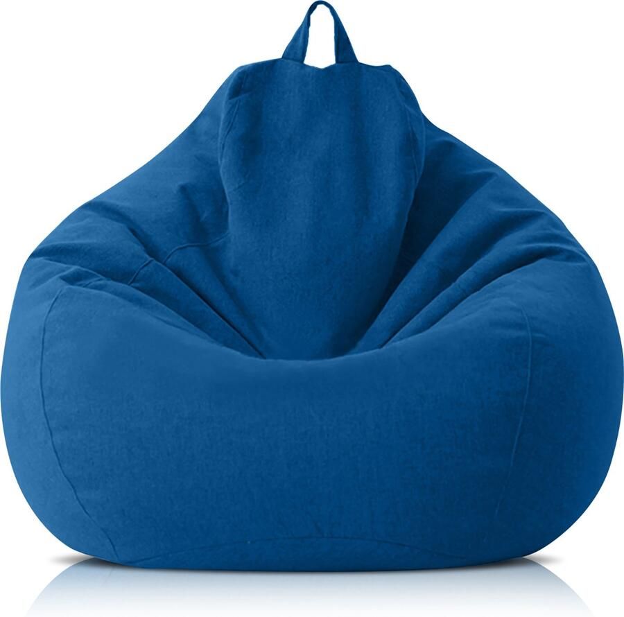 Merkloos RelaxzZz Linnen Zitzak Comfortabele Zitzak met Vulling Zitzak voor Volwassenen Lazy Lounger XXL Bean Bag 100x120cm Blauw