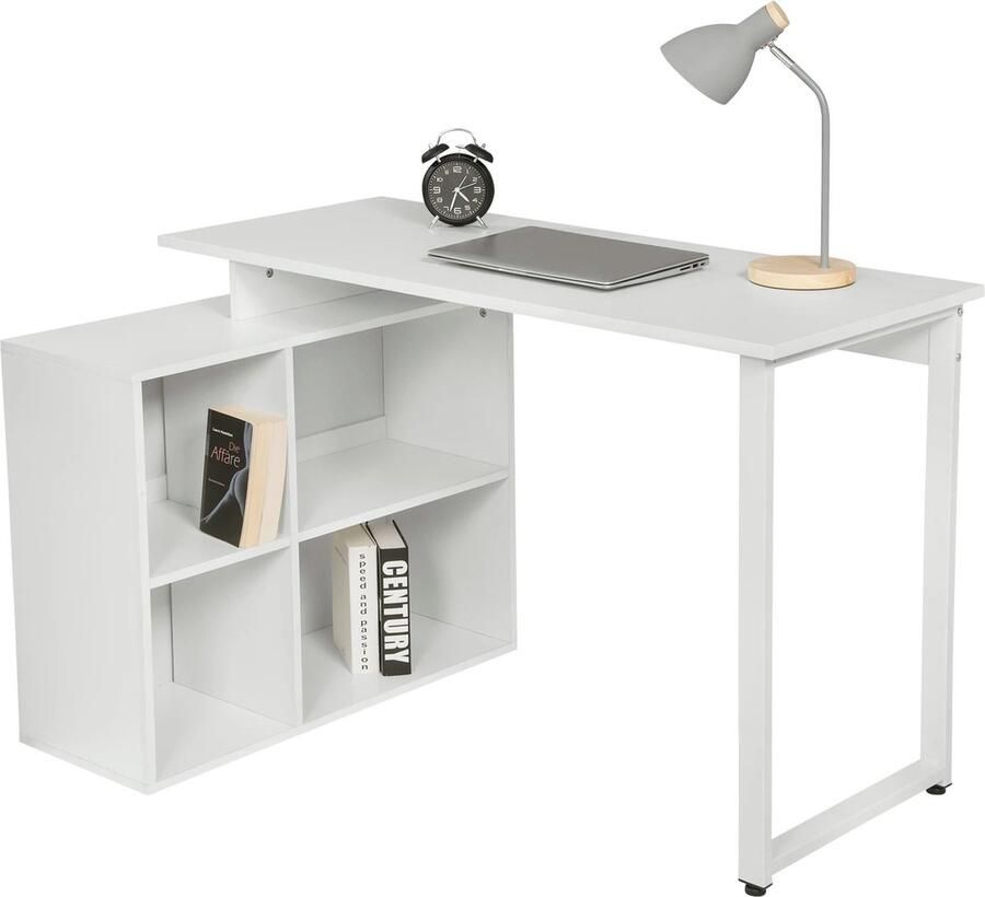 Merkloos RM Store Bureau Met Kast Kantoorbureau Met Boekenplank Kantoortafel Computer Bureau Studietafel Kantoormeubilair Slaapkamer Kantoor Wit 116 x 80 x 75 cm - Foto 2