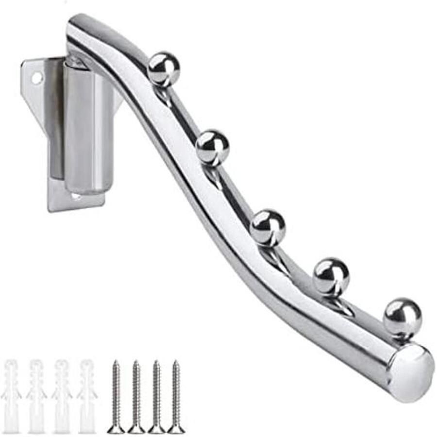'merkloos' Roestvrijstalen Inklapbare Kledinghaken – Zwenkarmhouder Opvouwbare Wandbevestiging Kledingrek voor Extra Ophangruimte