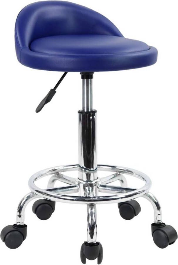 Merkloos Rolkruk bureaustoel draaistoel in hoogte verstelbaar draaikruk met lage rugleuning en voetensteun van PU-leer blauw