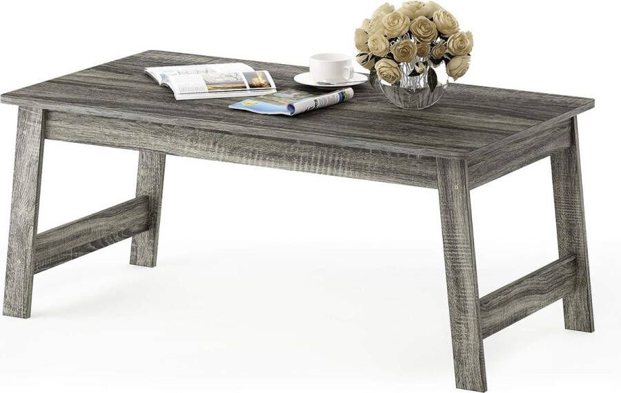 Merkloos salontafel hout Frans eiken grijs 49 4 x 90 4 x 39 7 cm - Foto 1