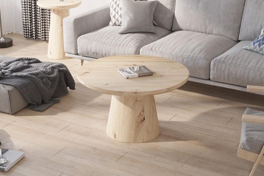 Rousseau salontafel lukas- rond 80cm- decor oude eik