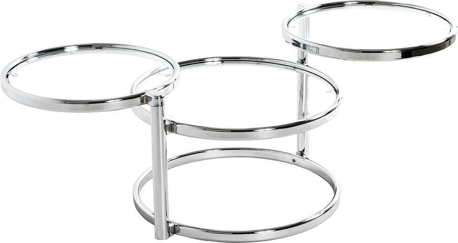 Merk'loos Salontafel Rond Draaibare Glasplaten Bijzettafel Woonkamer 140 x 43 cm Glas