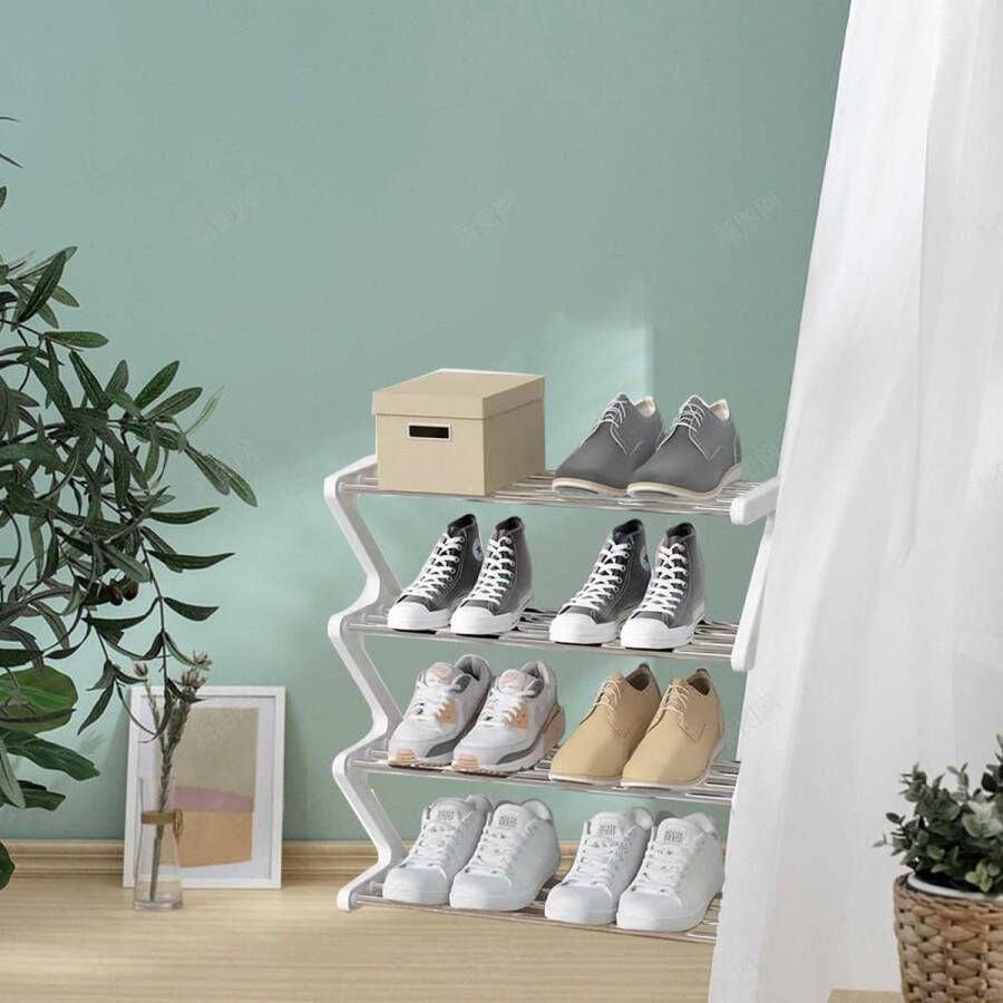 Merkloos Schoenenrek klein 4 verdiepingen klein schoenenrek mini-schoenenrek organizer stabiel smal schoenenrek opbergorganizer voor kastingang hal snelle montage 45 x 19 x 51cm