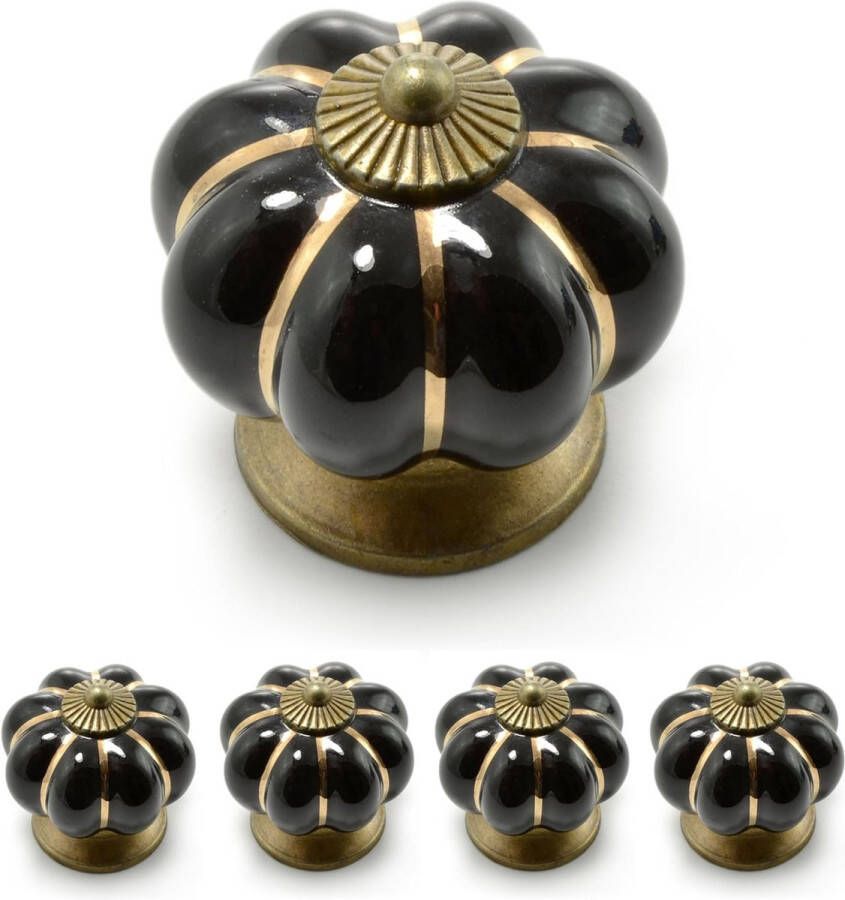 Merkloos Set meubelknoppen Crown van porselein met antieke bronzen decoratie (set verkrijgbaar in veel verschillende kleuren) vintage kastknop van keramiek meubelgreep merk Ganzoo (set van