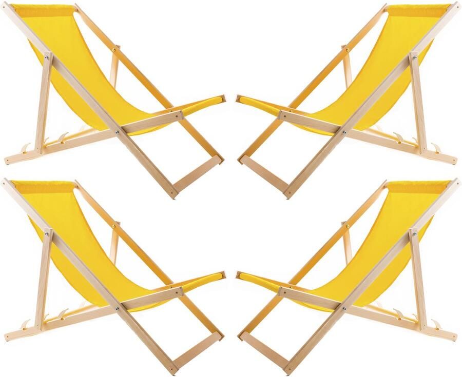 'merkloos'' Set van 4 ligstoelen Tuinstoel Strandstoel Geel