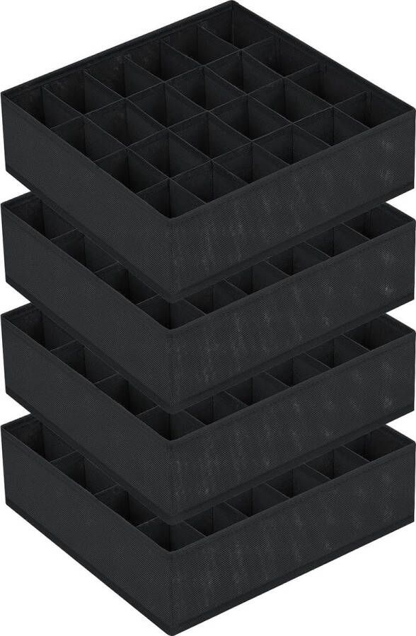Merkloos Set van 4 sokken organizer zwart