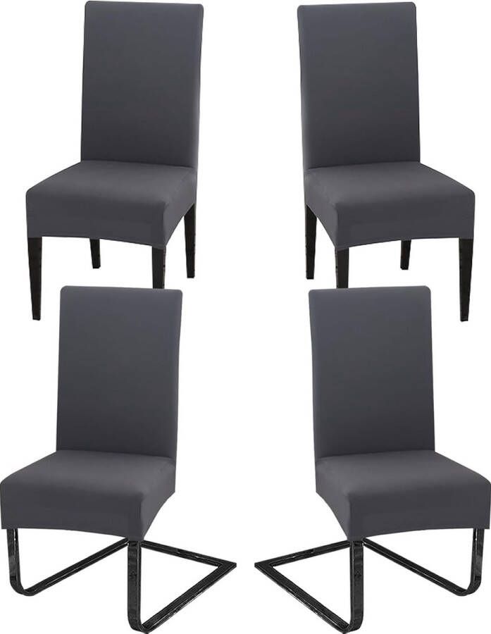 Merkloos set van 4 voor schommelstoelen afneembare wasbare stoelbescherming decoratie stretch stoelhoezen voor eetkamer bruiloft hotel keuken feestdecoratie ceremonie donkergrijs