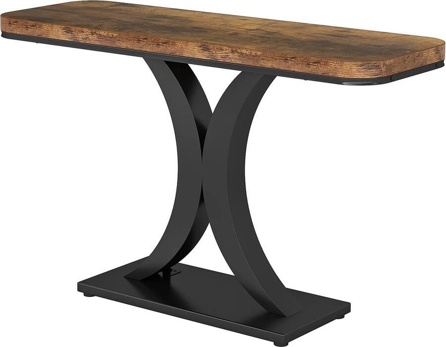 Bloominggoods Sidetable Gangtafel Dressoir Console tafel Hal Woonkamer Vintage 100x30x83cm Metaal Hout Zwart Bruin