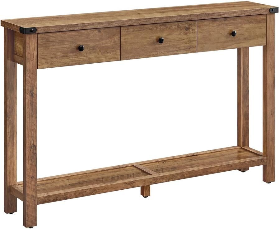 'merkloos'' Sidetable Gangtafel Dressoir Console tafel Hal Woonkamer Vintage 24x120x76cm Hout Bruin 3 Lades