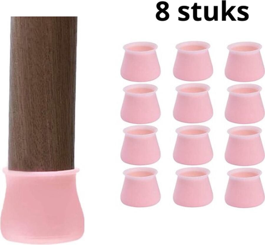 Merkloos Siliconen stoelpootdoppen Geurloos Vloerbescherming – Stoelpootbeschermers 8 stuks Roze