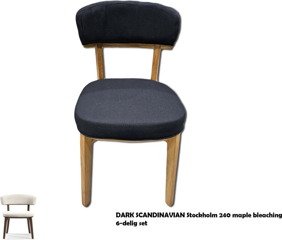 Merkloos Stoel DARK SCANDINAVIAN Stockholm 240 maple bleaching 6-delig set. Per stoel 125€