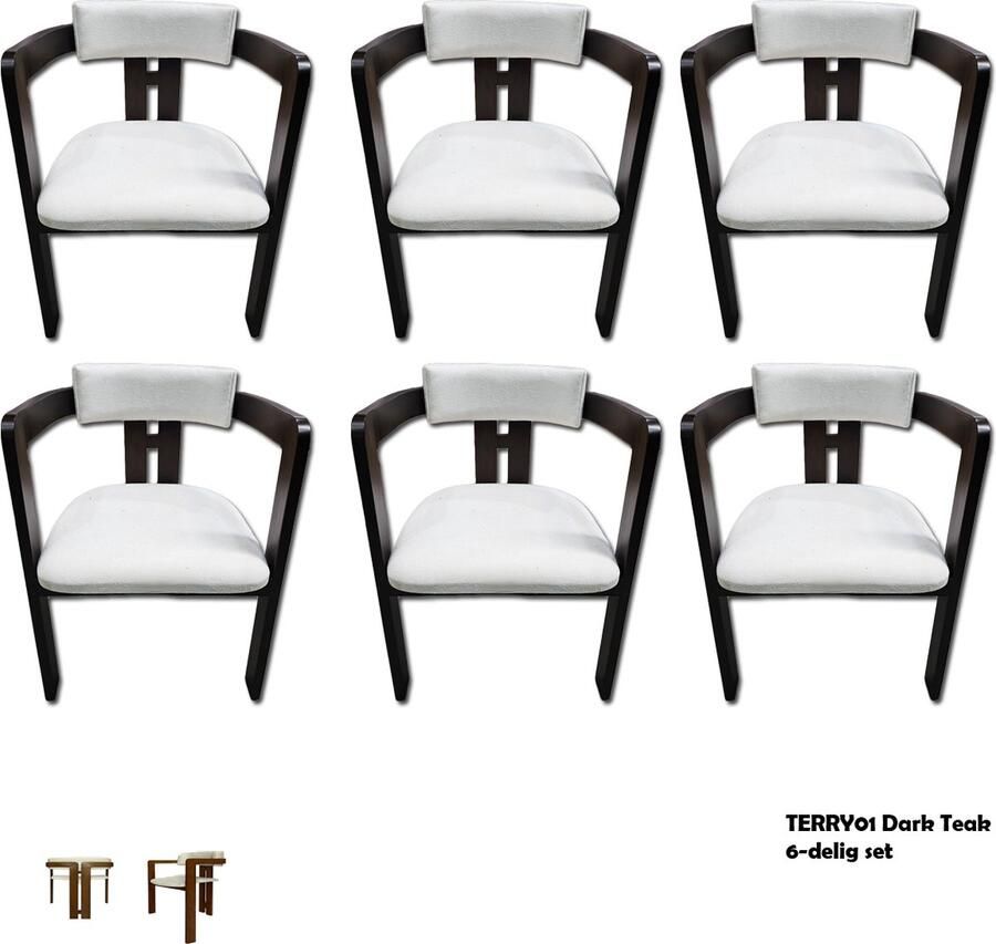 'merkloos'' Stoel HENNESSY CHARCOAL812 6-delig set. Per stoel 160€